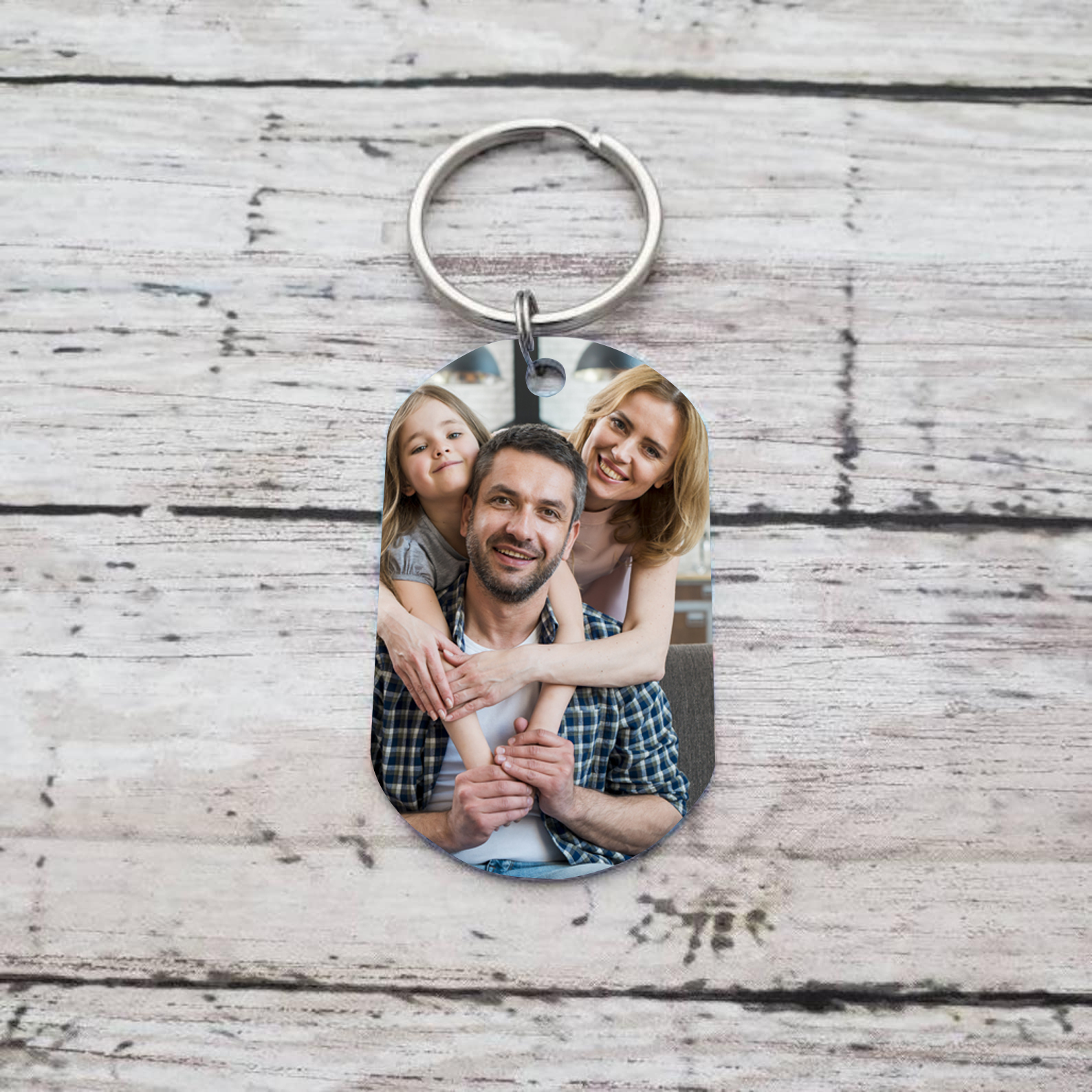 4 Names - Personalised Fist Bump Keyring Custom Photo Father's Day Gift for Dad