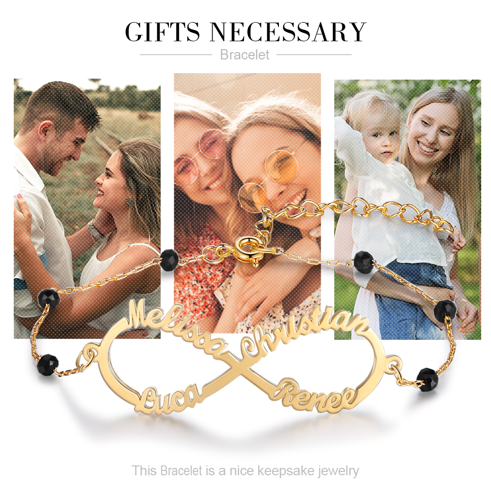 Personalised Infinity Bracelet Custom 4 Names Bracelet Gift For Women | Jessemade