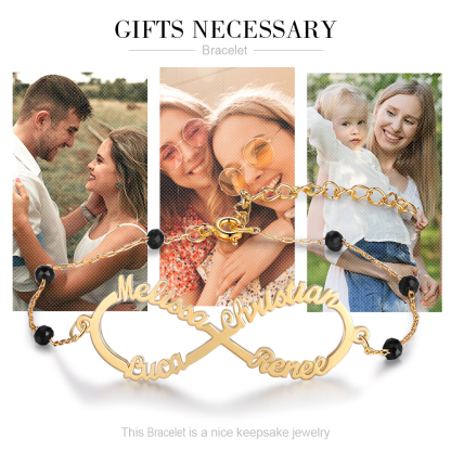 Personalised Infinity Bracelet Custom 4 Names Bracelet Gift For Women | Jessemade