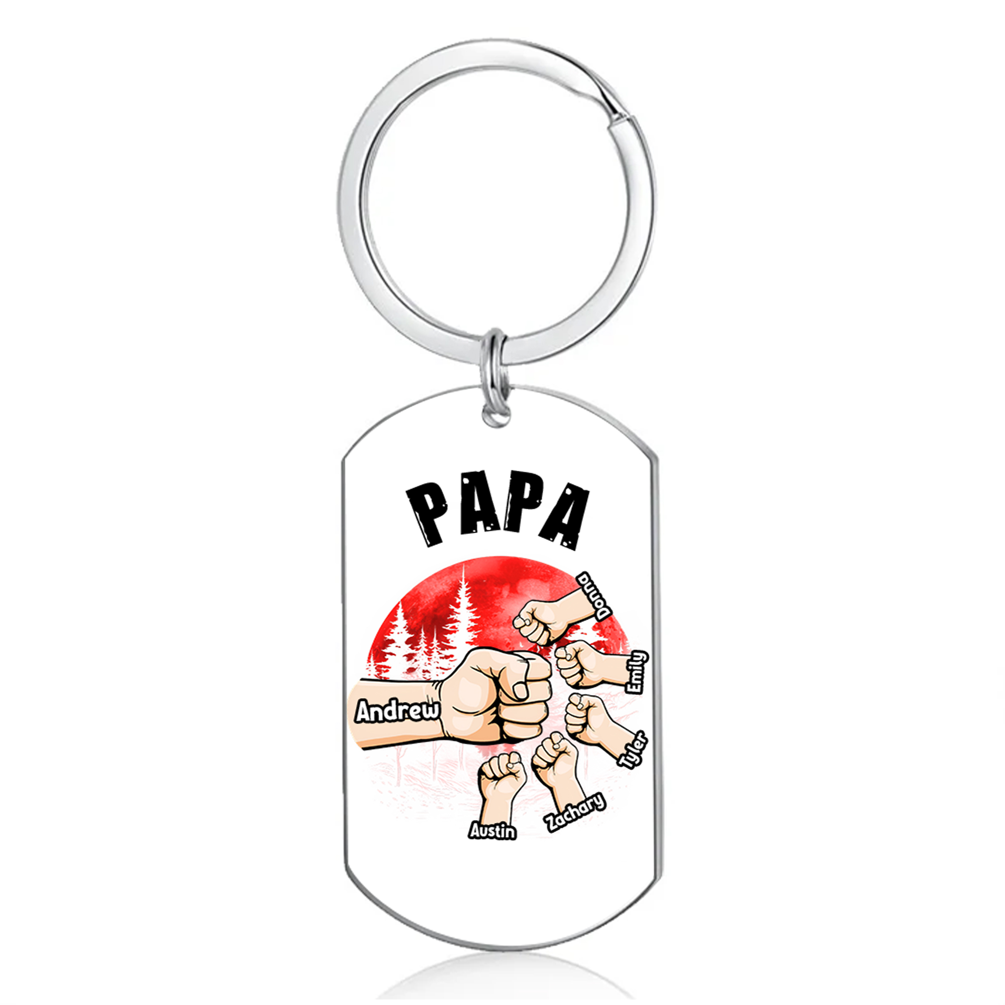 6 Names - Personalised Custom Fist Bump Keyring Mangrove Style Keyring Gift for Dad
