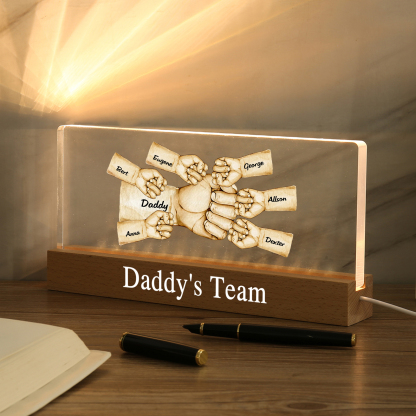 7 Names - Personalised Fist Bump Pattern Table Lamp Customized Text Father's Day Gift for Dad