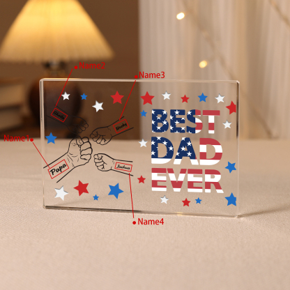 4 Names - Personalised Fist Family Acrylic Keepsake Customized Name Acrylic Home Decor Gift for Dad