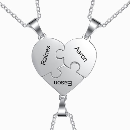 Personalised Heart Puzzle Necklace With 1-8 Names Gifts For Her
