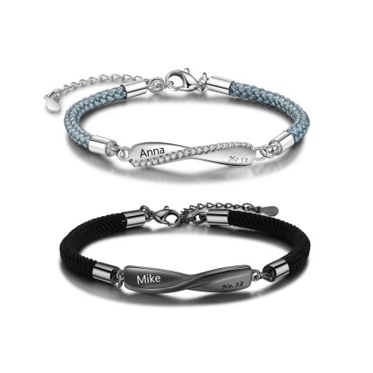  Valentine's Day Gifts Personalised Matching Braided Couple Bracelets for Couple