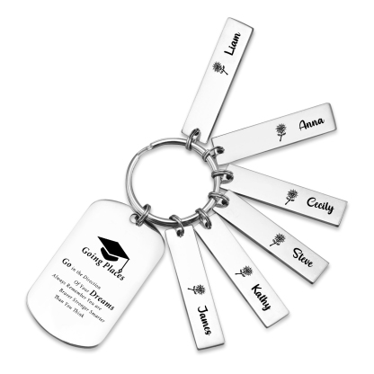 6 Names - Personalised Name Exquisite Graduation Keyring Gift For Her/Him
