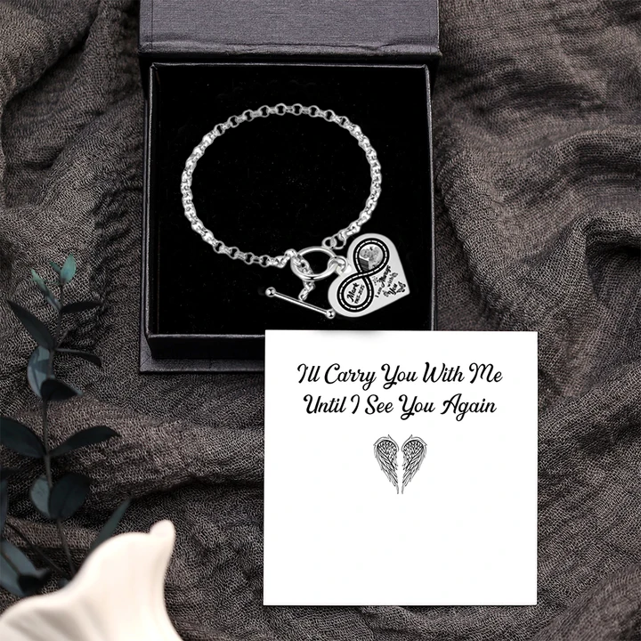 Personalised Memorial Steel Infinity Heart Photo Bracelet
