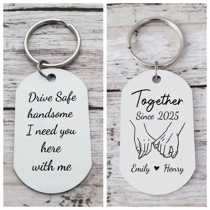Personalised Drive Safe Keyring Customisable Anniversary
