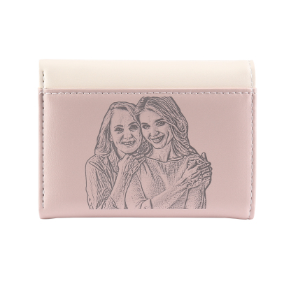Custom Purse-Women's Personalised Photo PU Leather Flower Folding Wallet for Her