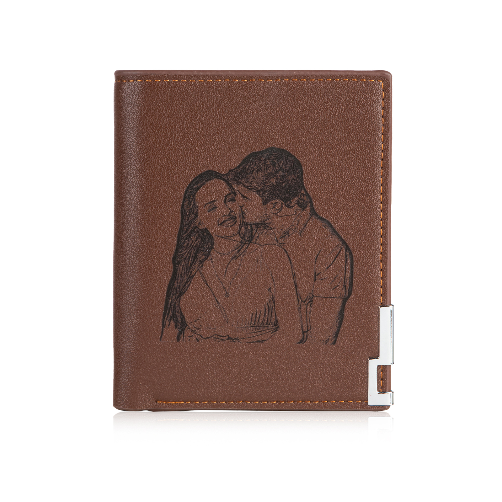 Trifold Wallet Custom Photo and Date Wallet Personalised Leather Letters Wallet Mens Gift