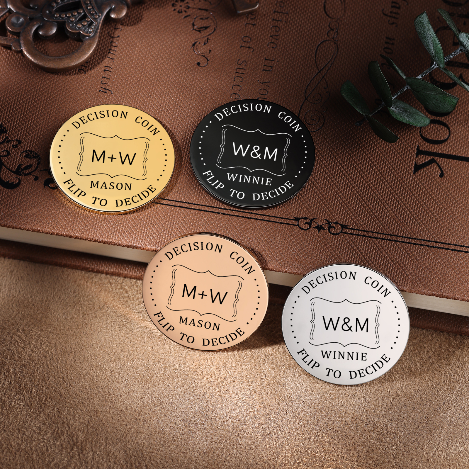 2 PCS Personalized Name Stainless Steel Commemorative Coin Custom Letter And Text Special Gift