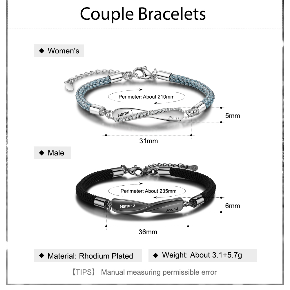 Customized Couple Bracelets Engrave Names Matching Bracelet Love Gifts