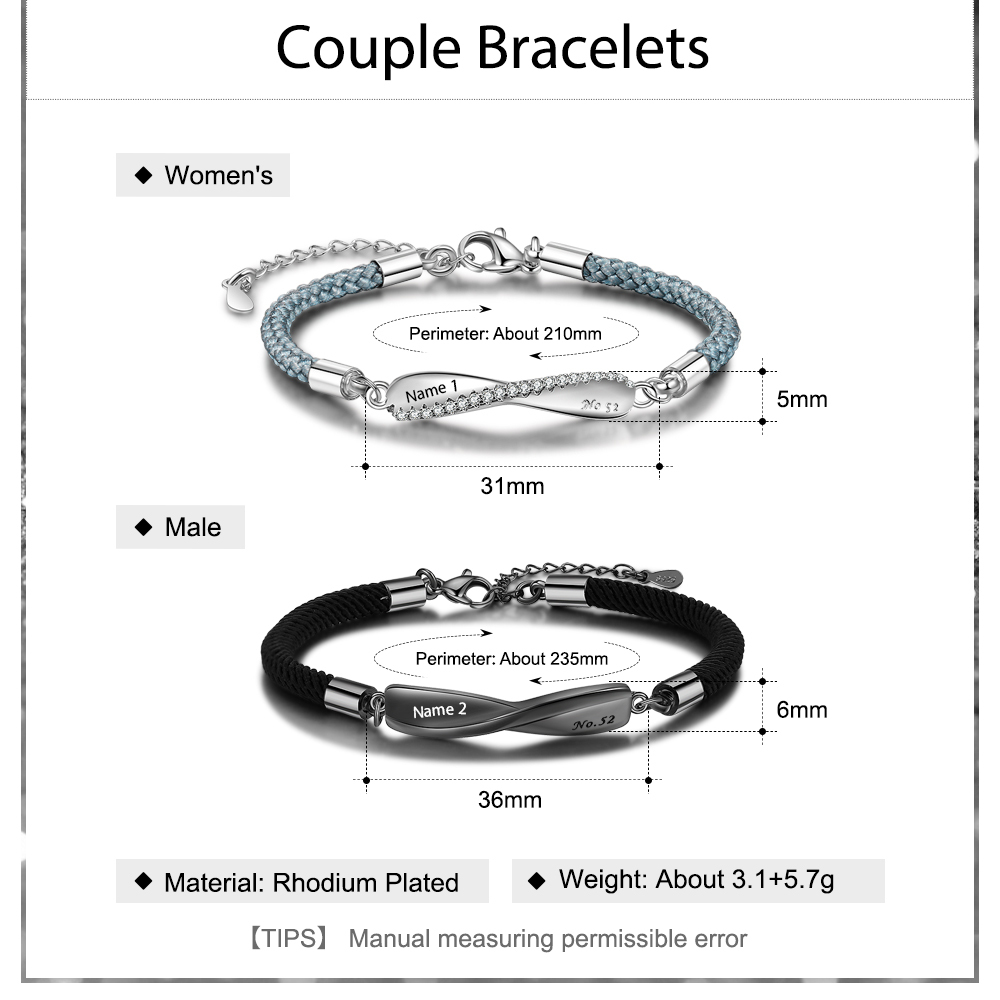 Customized Couple Bracelets Engrave Names Matching Bracelet Love Gifts