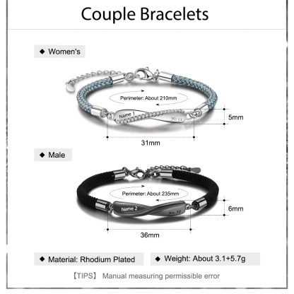 Customized Couple Bracelets Engrave Names Matching Bracelet Love Gifts