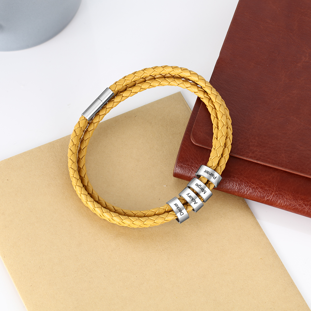 Custom 4 Beads Men's Bracelet For Him Best Gift For Dad