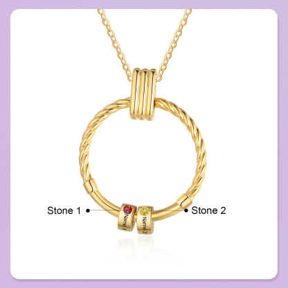 2 Names - Personalised Round Pendant Necklace Customized Name Gift for Her