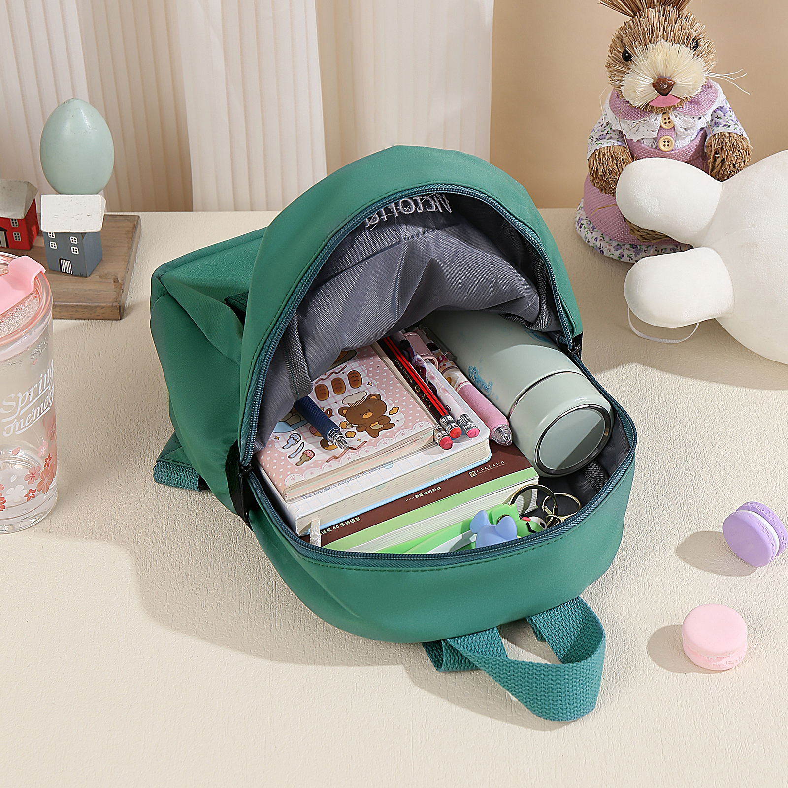 Personalised Bear School Bag Custom Name Canvas Backpack Back To School Gift for Kids