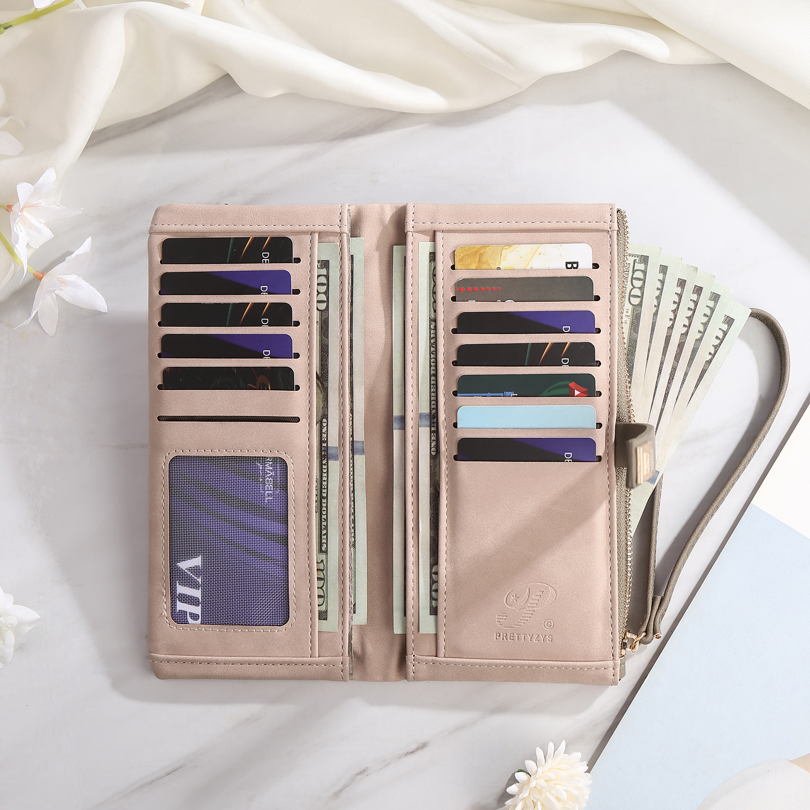 Custom Purse-Personalised Women's Wallet Customized Birth Flower and Name Zipper Women's Wallet