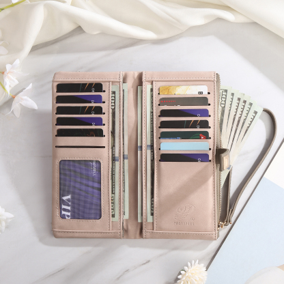 Custom Purse-Personalised Women's Wallet Customized Birth Flower and Name Zipper Women's Wallet