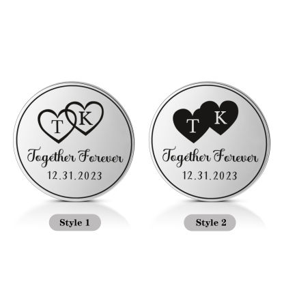 2 PCS Personalized Letter Stainless Steel Couple Coin Custom Anniversary Special Gift