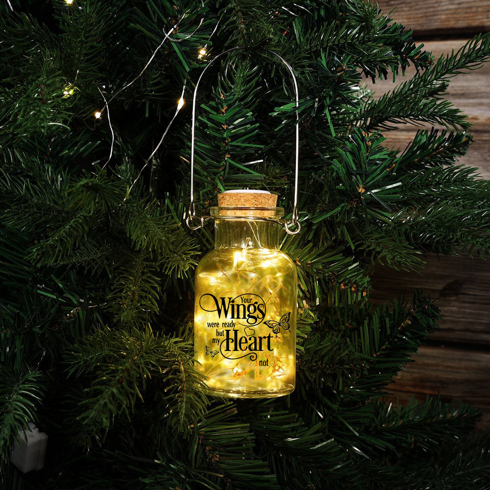 Memorial Jar Night Light Your Wings Were Ready But my Heart Not LED Lamp