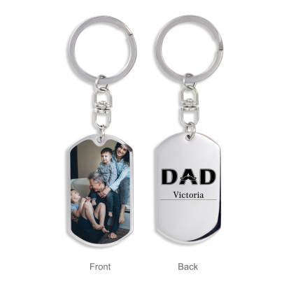 Personalised Photo Keyring Dad Keyring Engrave 1 Name Father's Day Gifts
