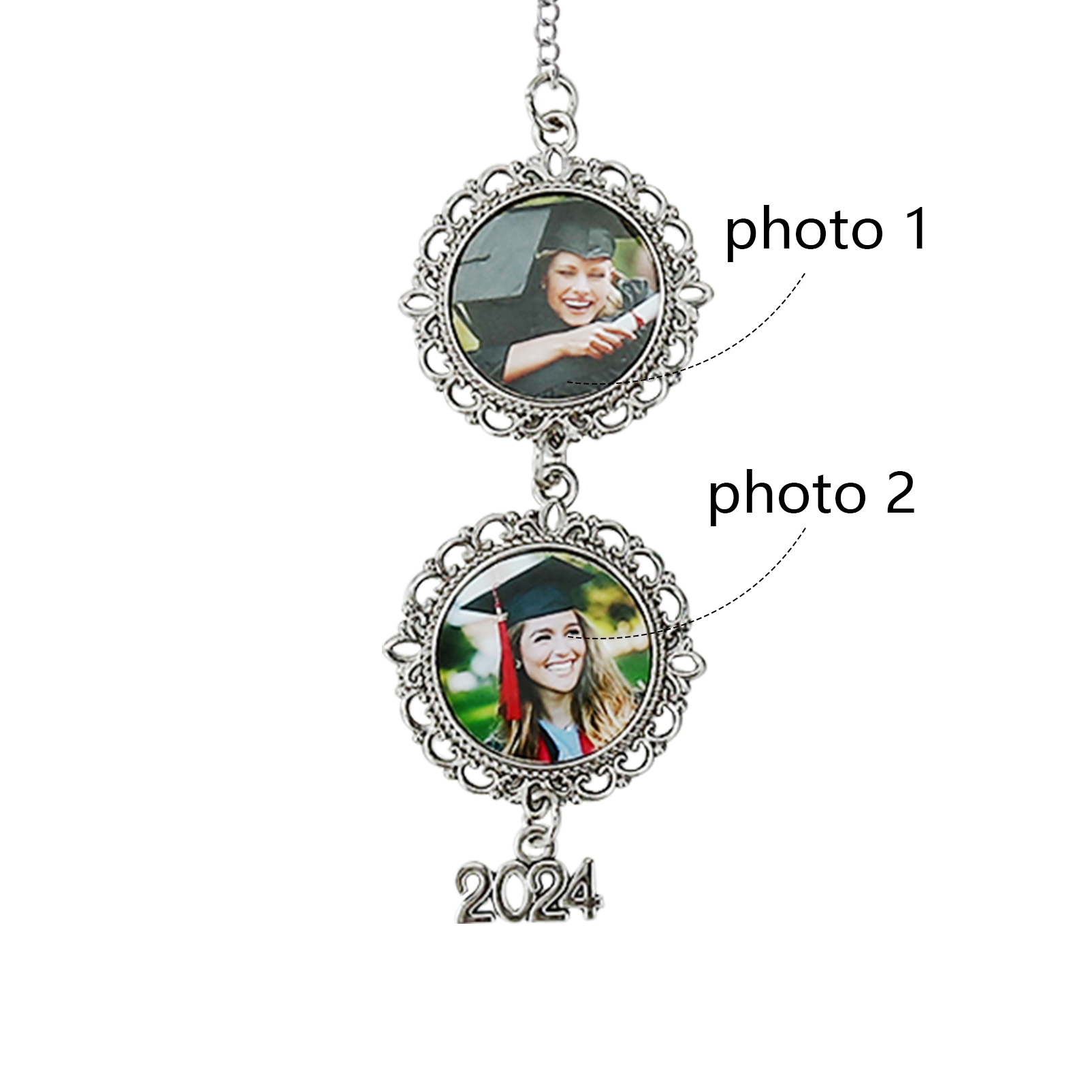 2024 Graduation Gifts - Personalised 2 Photo Pendant Graduation Gift for Him/Her
