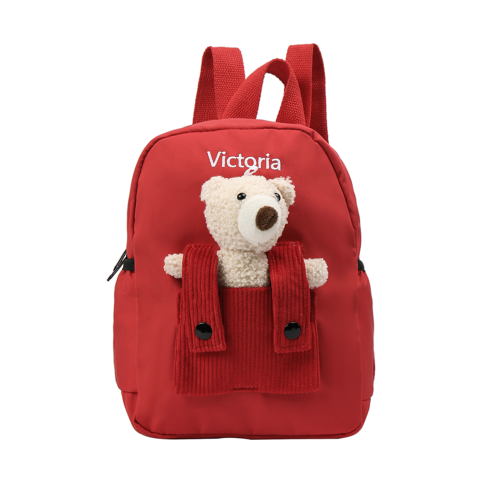 Personalised Bear School Bag Custom Name Canvas Backpack Back To School Gift for Kids