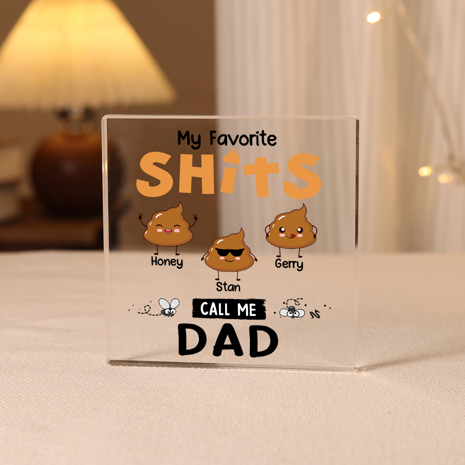 3 Names - Personalised Monster and Shit Style Custom Name Acrylic Ornament Father's Day Gift for Dad