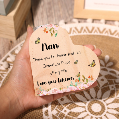 To My Nan Flower Candlesticks-Love You Forever-Heart Wooden Candle Holder from Granddaughter