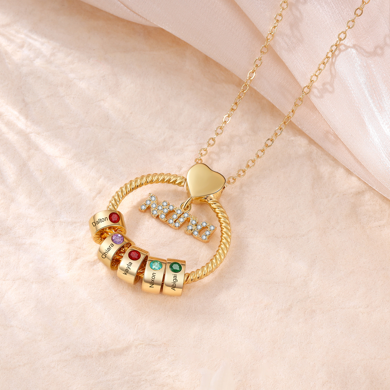 Names-Personalised Nana Circle Necklace Set With Premium