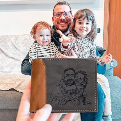 Personalised Photo & 2 Names Gift Set Custom Wallet & Bracelet Gift Box Set Father’s Day Gifts
