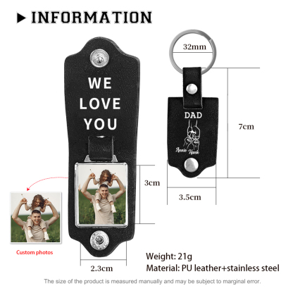 2 Names - Personalised Custom Photo Text Keyring Gift Custom Name for Dad