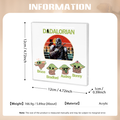 4 Names - Personalised Dadalorians Pattern Custom Name Acrylic Ornament Father's Day Gift