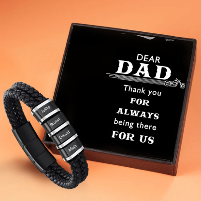 Personalised 1-5 Names Bead Bracelet Custom Men's Bracelet With Gift Box Engraved Name Personalised Gift for Him