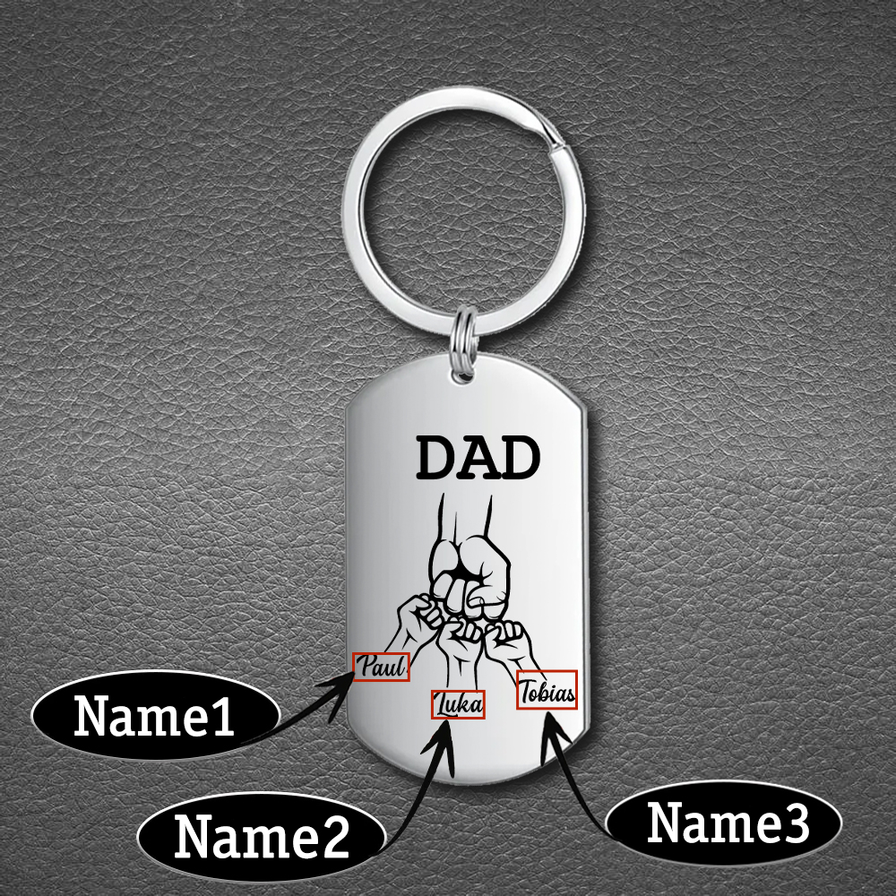 Personalised 4 Names Gift Set Custom Wallet & Bracelet & Keychain Gift Box Set Father’s Day Gifts
