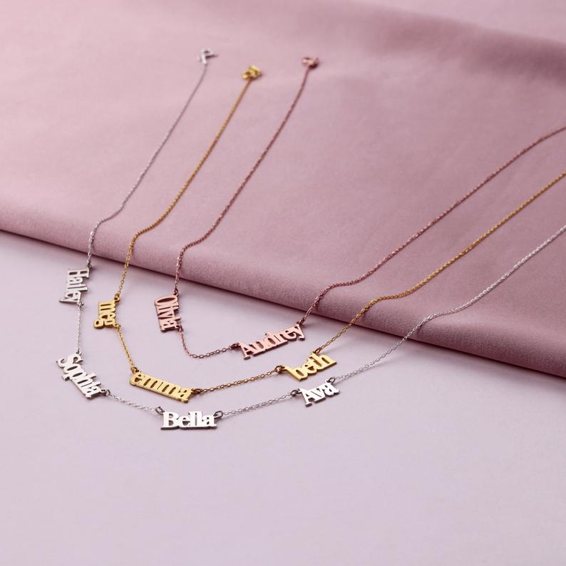 Personalised Necklace Custom 3 Names Necklace Gift For Women