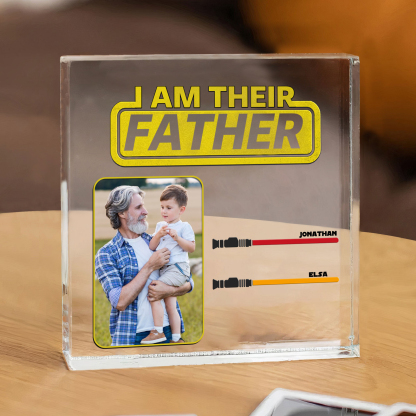 2 Names - Personalised Custom Name & Photo Acrylic Ornament - I AM THEIR FATHER- Father's Day Gift for Dad