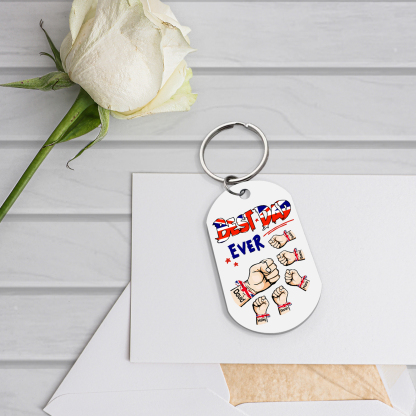 6 Names - Personalised Fist Bump Pattern Keyring Custom Name Gift for Dad