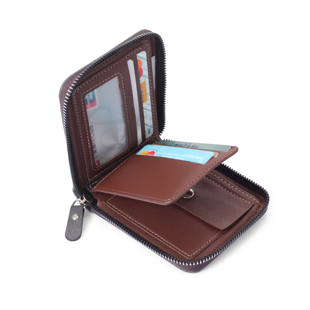Photo Personalised Leather Zipper Men's Wallet Custom Text Fold Wallet With Gift Box for Dad