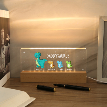 4 Names - Personalised Cute Dinosaur Pattern Beautiful Table Lamp Father's Day Gift for Dad