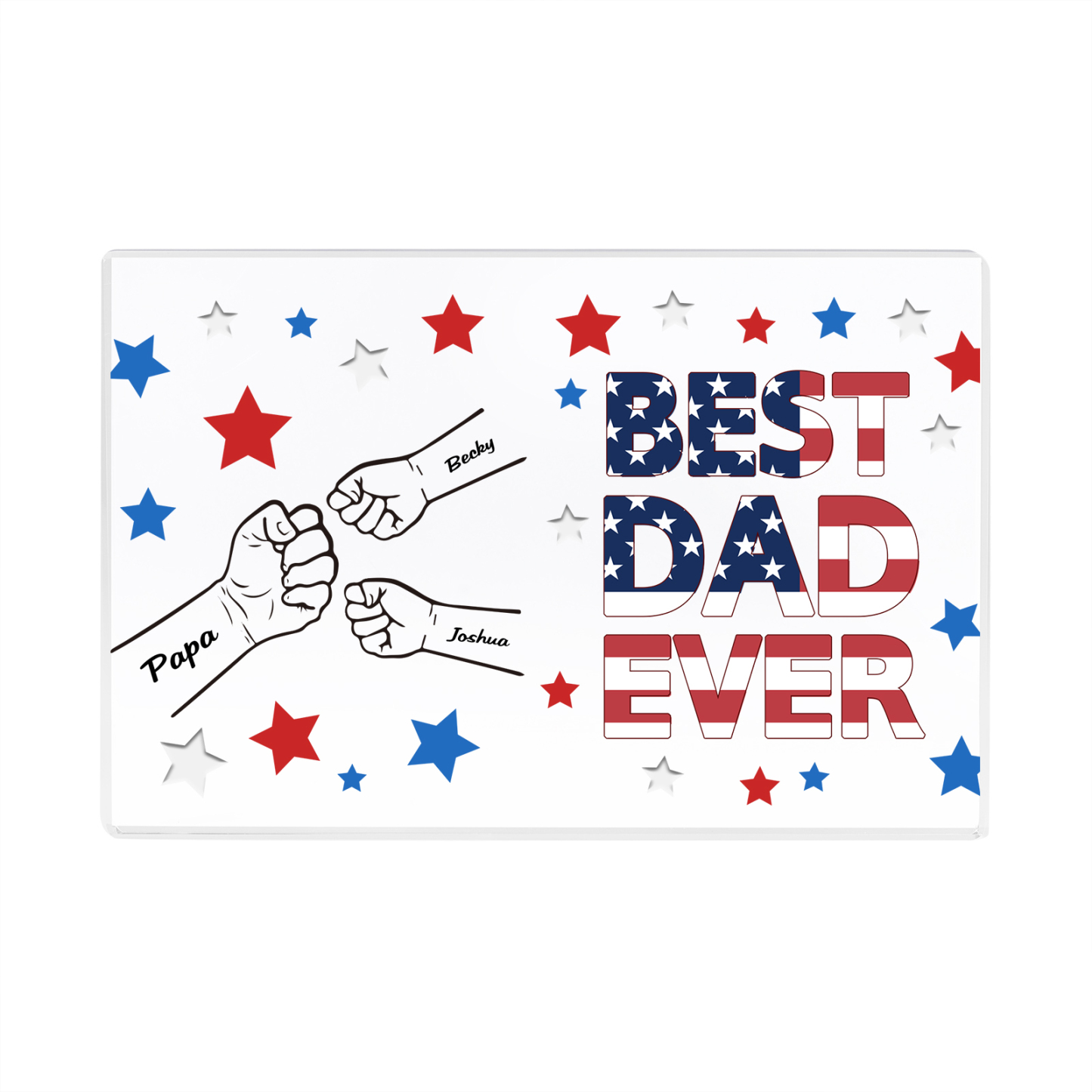 3 Names - Personalised Fist Family Acrylic Keepsake Customized Name Acrylic Home Decor Gift for Dad