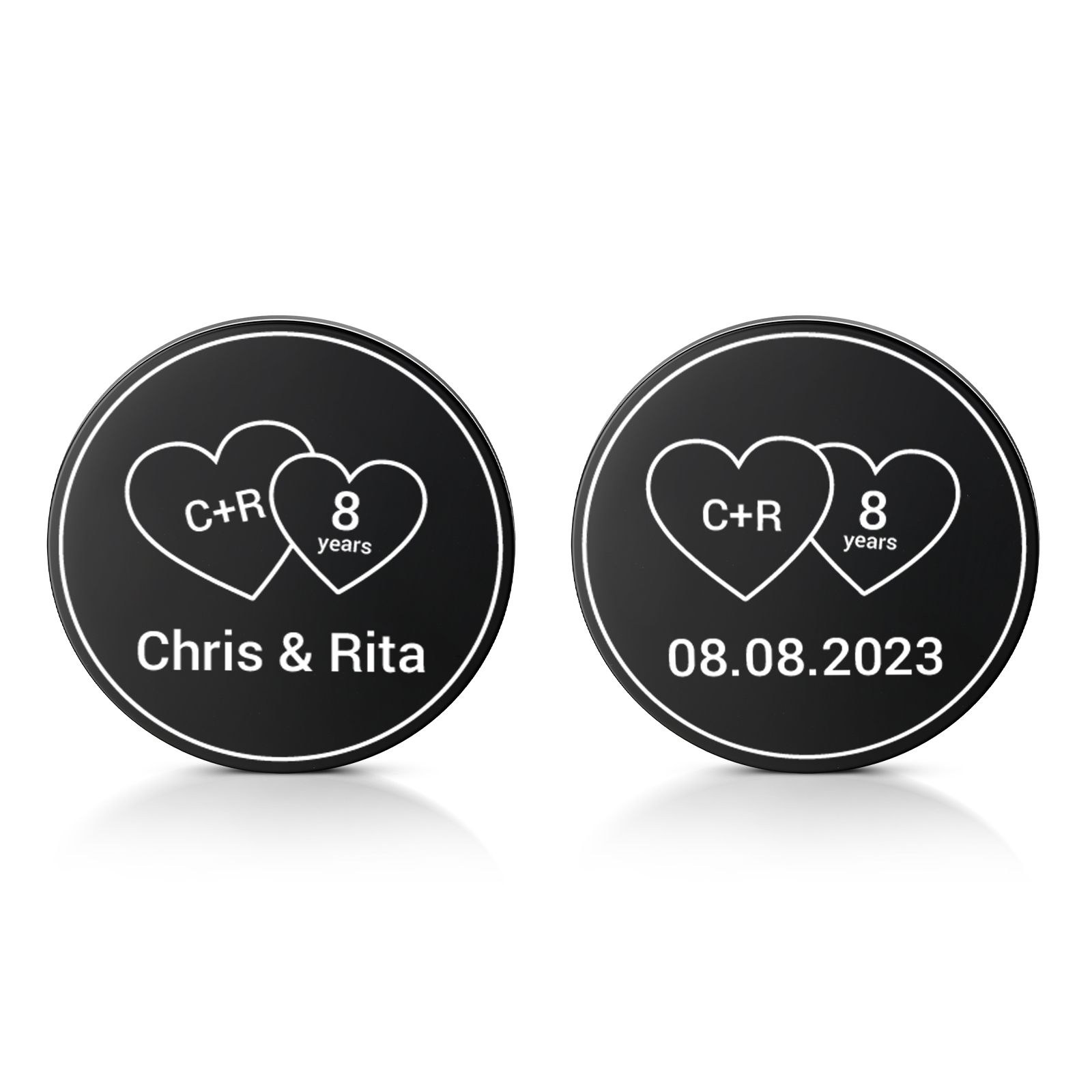 2 PCS Personalized Name Stainless Steel Couple Coin Custom Anniversary Special Gift