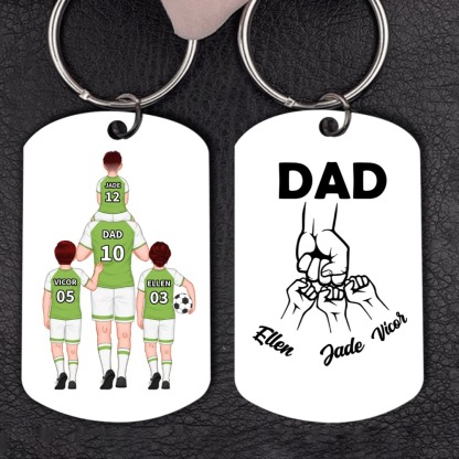 1-3 Names-Personalised Dad's Football Team Fist Keychain Custom Names Gift For Dad/Grandad