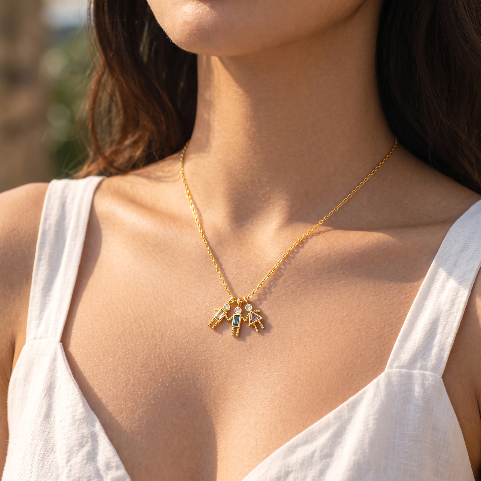 Personalised Birthstone Family Charm Necklace for Women