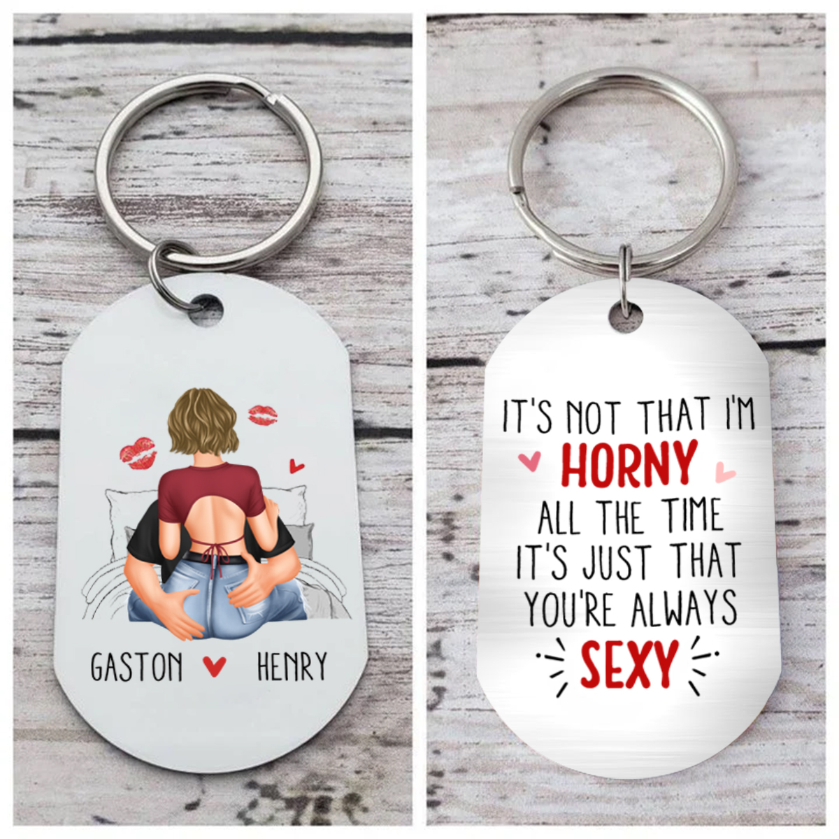 Personalised Keyring with 2 Names & Characters - "It’s Just That You’r