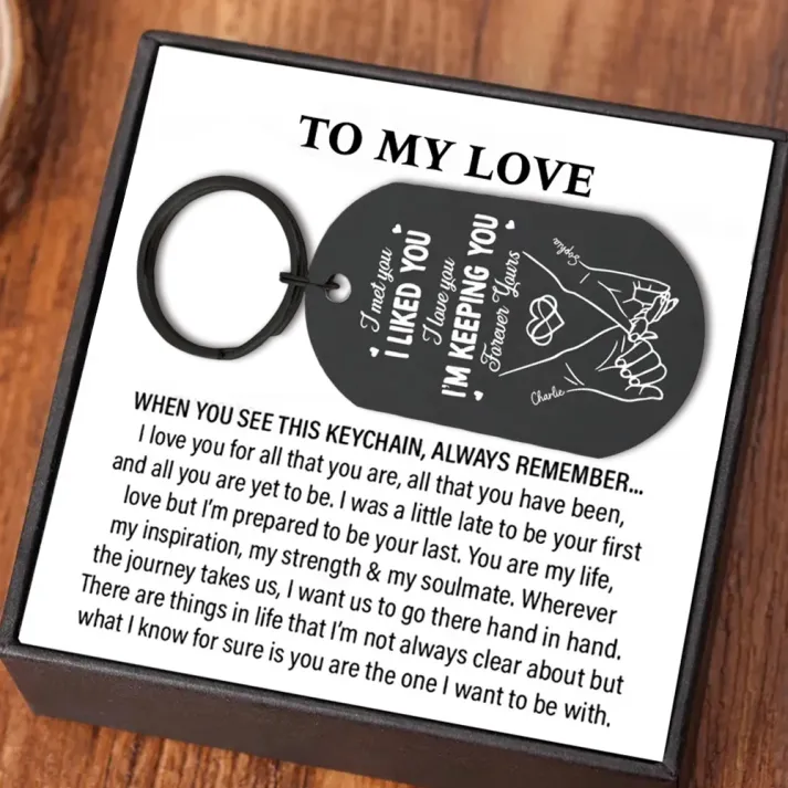 Personalised Anniversary Keyring – Custom Names & Date, “I Met You, I Liked You” Design with Calendar – Valentine’s Day Gift for Couple | Jessemade