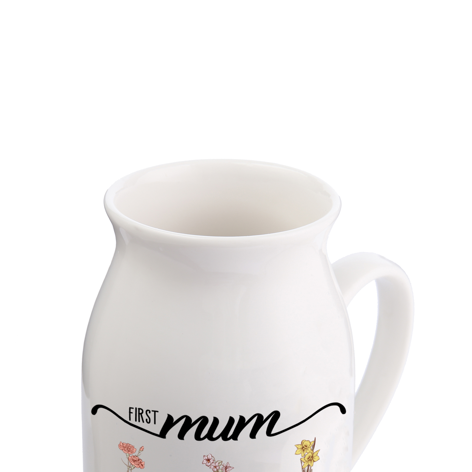 Personalised Floral Name Pitcher – “First Mum, Now Nan” Ceramic Flower Vase | Jessemade