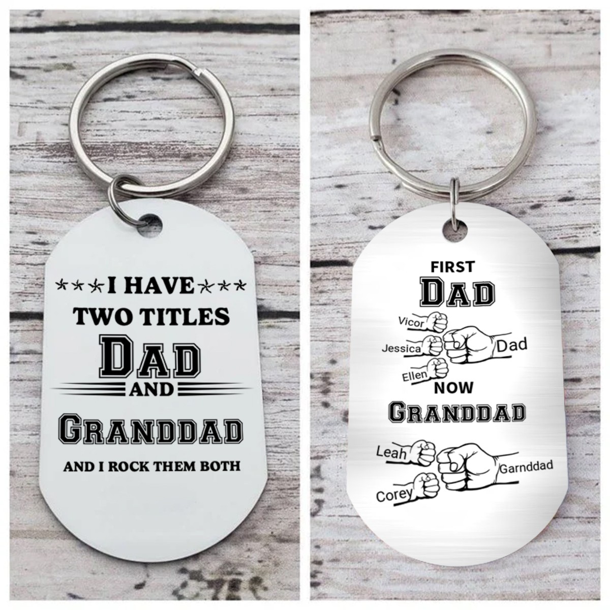 Personalised Keyring Father's Day Gift - First Dad, Now Granddad | Jessemade
