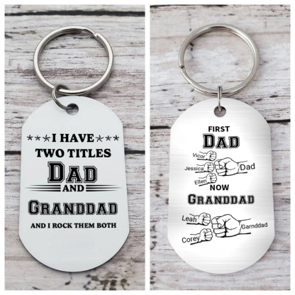 Personalised Keyring Father's Day Gift - First Dad, Now Granddad | Jes