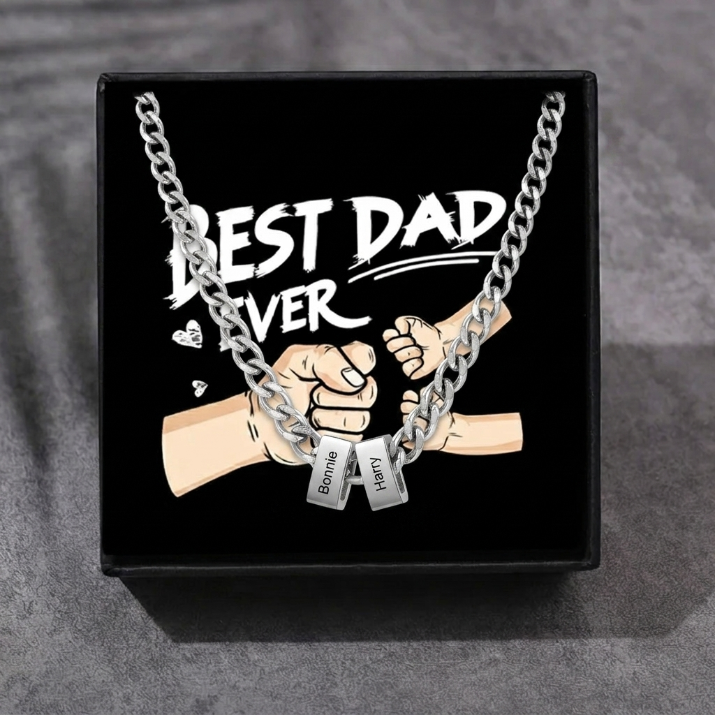 Personalised Curb Chain Necklace with 1-6 Names for Men